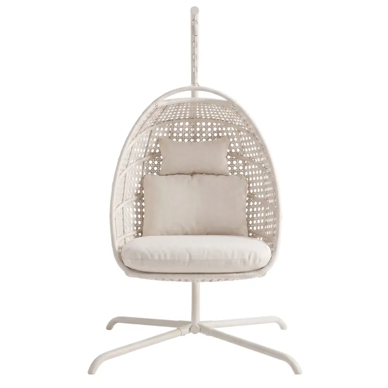 Hängender Ei-Sessel mit Gestell für Terrasse und Garten – Rattan-Hängesessel mit 160 kg Tragkraft