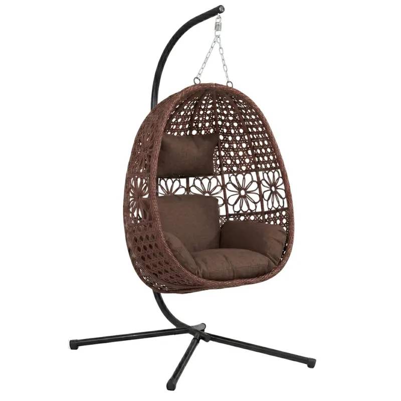 Hängender Ei-Sessel mit Gestell und Kissen für Terrasse & Garten 2
