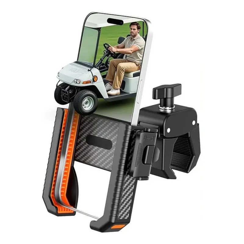 Handyhalterung für Golfcarts mit verstellbarem Klemmmechanismus und 360°-Drehfunktion