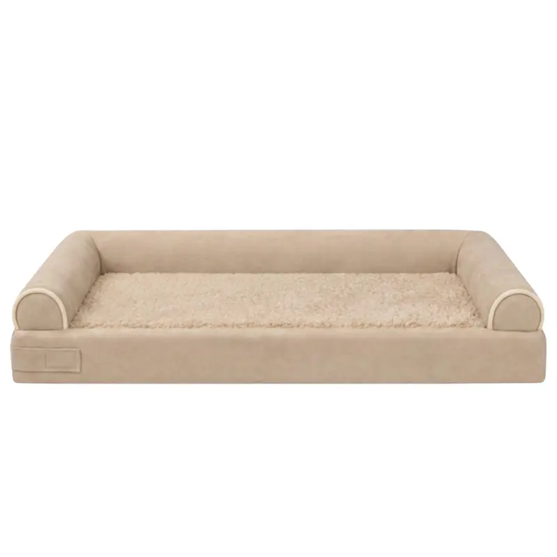 Haustierbett mit weicher Fleece-Oberfläche und dreiseitigem Bolster-Rand