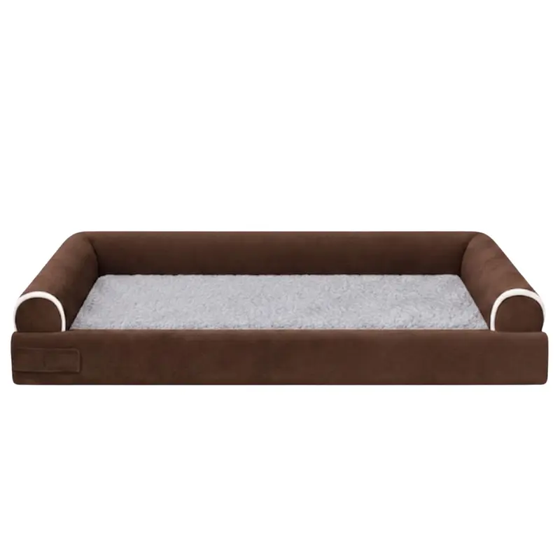 Haustierbett mit weicher Fleece-Oberfläche und dreiseitigem Bolster-Rand