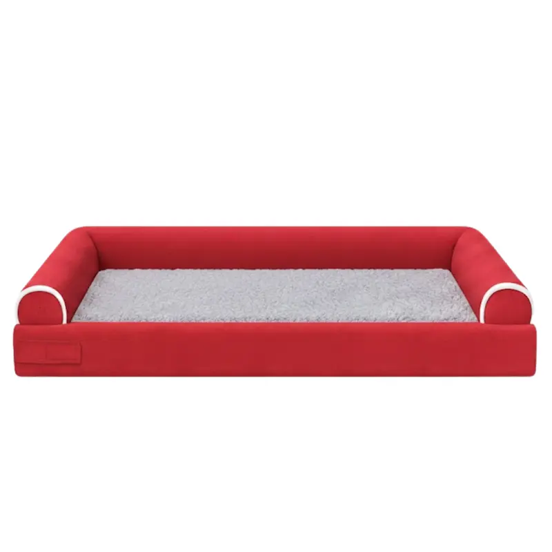 Haustierbett mit weicher Fleece-Oberfläche und dreiseitigem Bolster-Rand