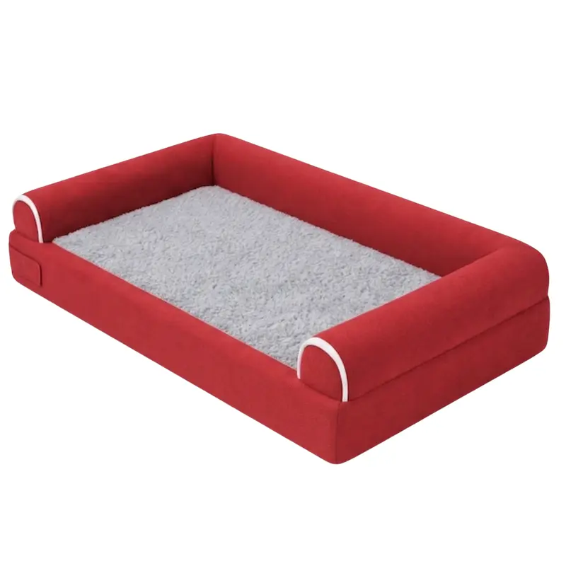 Haustierbett mit weicher Fleece-Oberfläche und dreiseitigem Bolster-Rand