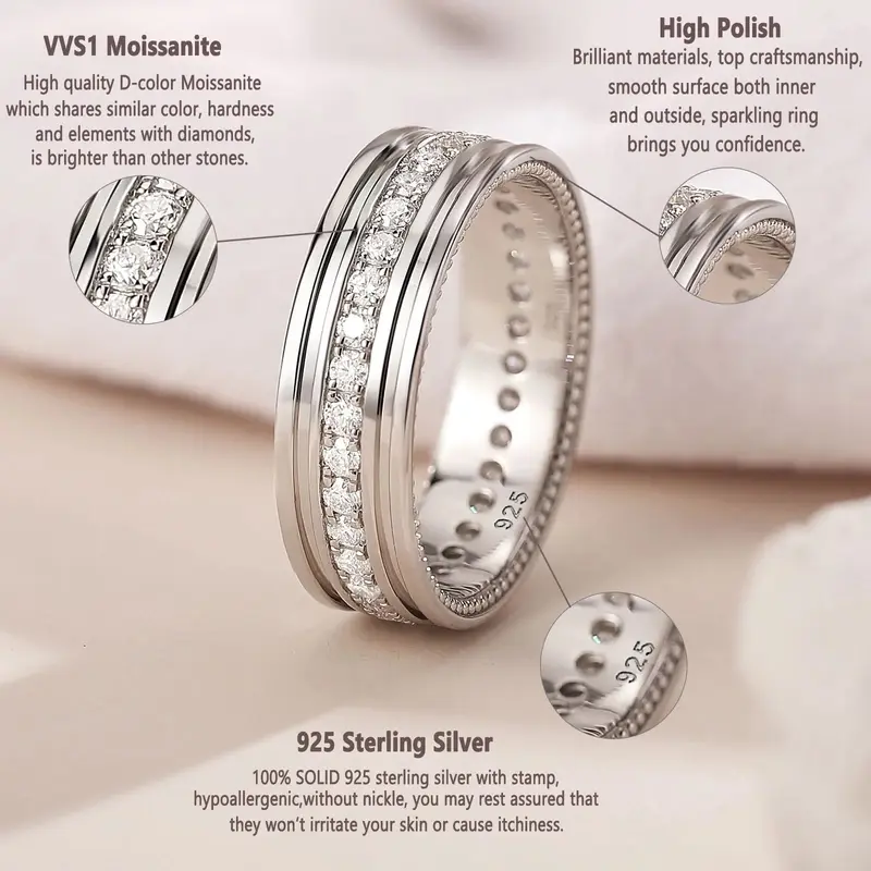 Herren-Moissanit-Pavé-Ring
