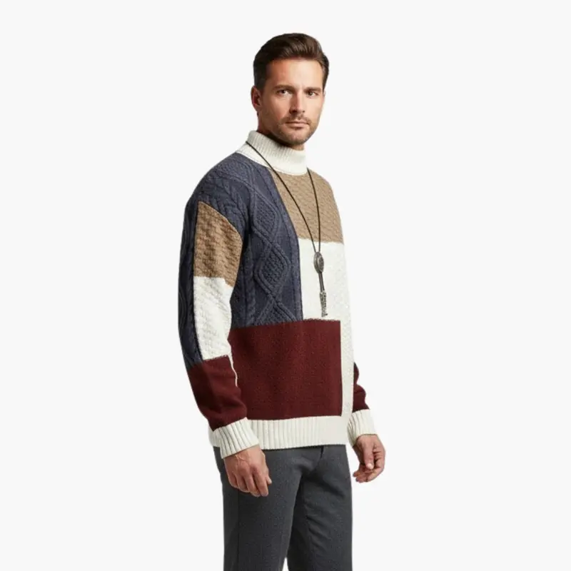 Herren-Strickpullover im Patchwork-Stil – strukturiert 2