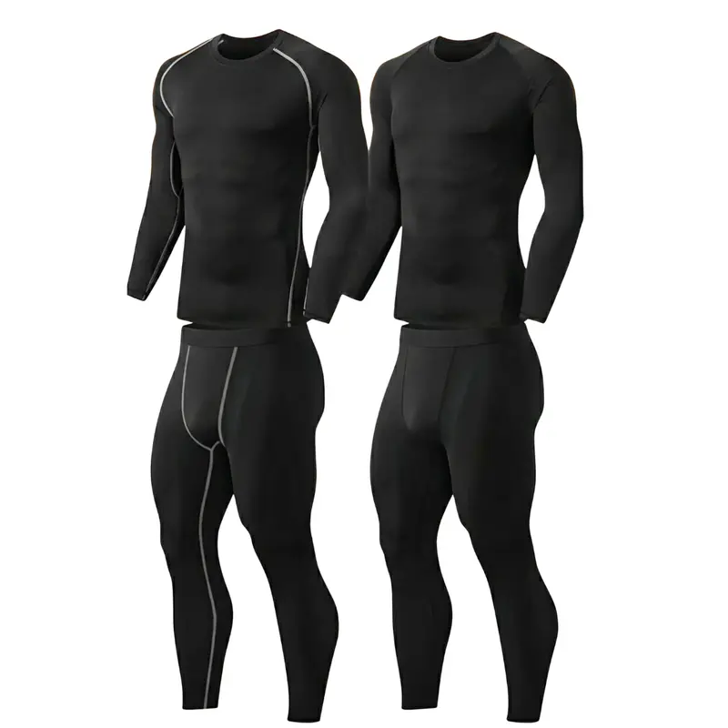 Herren-Thermo-Unterwäsche-Set mit Fleece-Futter – Basis-Schichtoberteil und -unterteil