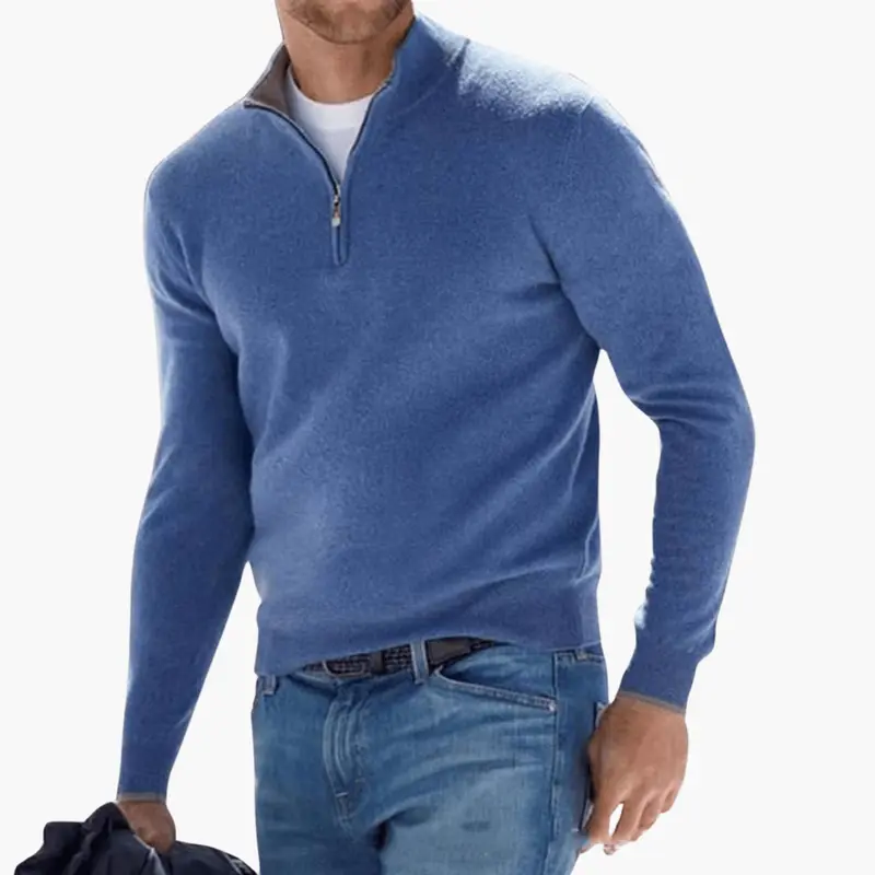 Herren-Zip-Neck-Strickpullover – strukturiert