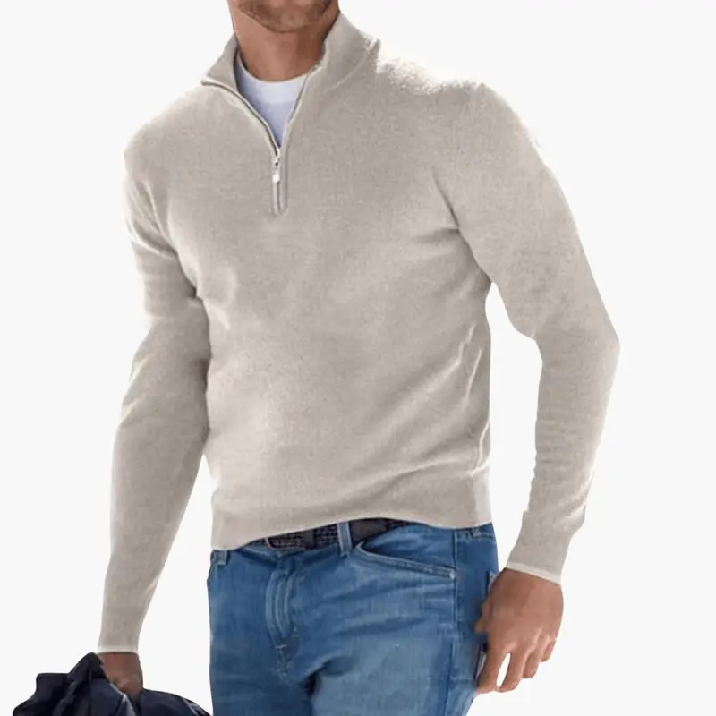 Herren-Zip-Neck-Strickpullover – strukturiert