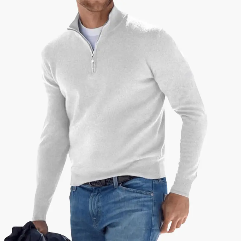 Herren-Zip-Neck-Strickpullover – strukturiert