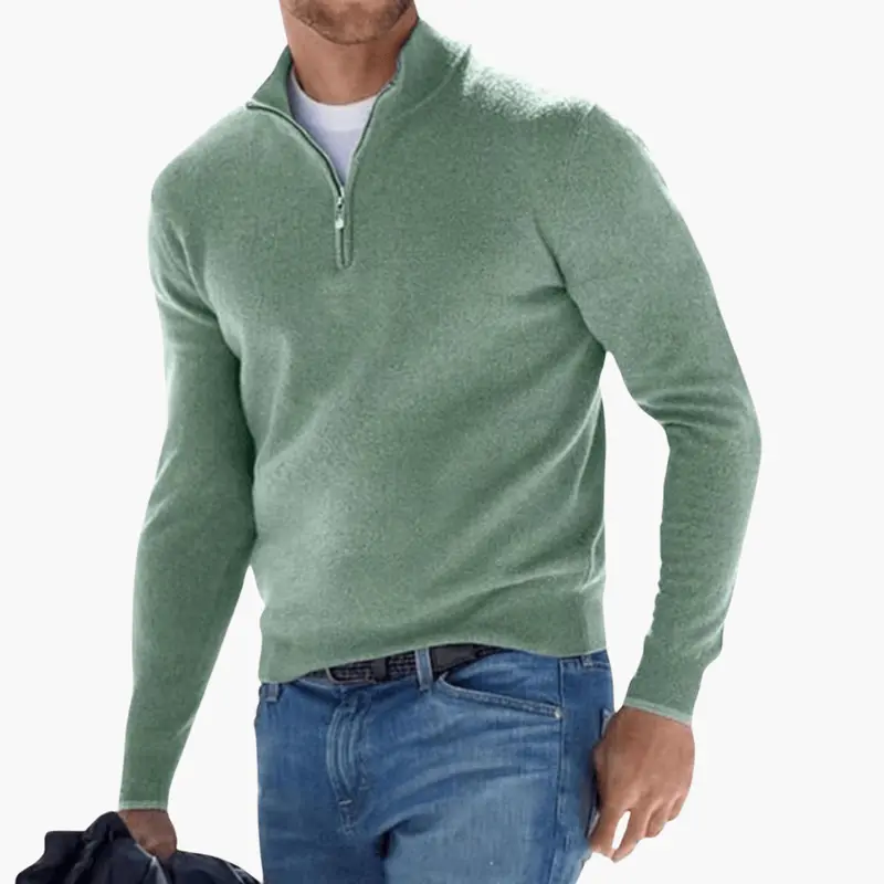 Herren-Zip-Neck-Strickpullover – strukturiert
