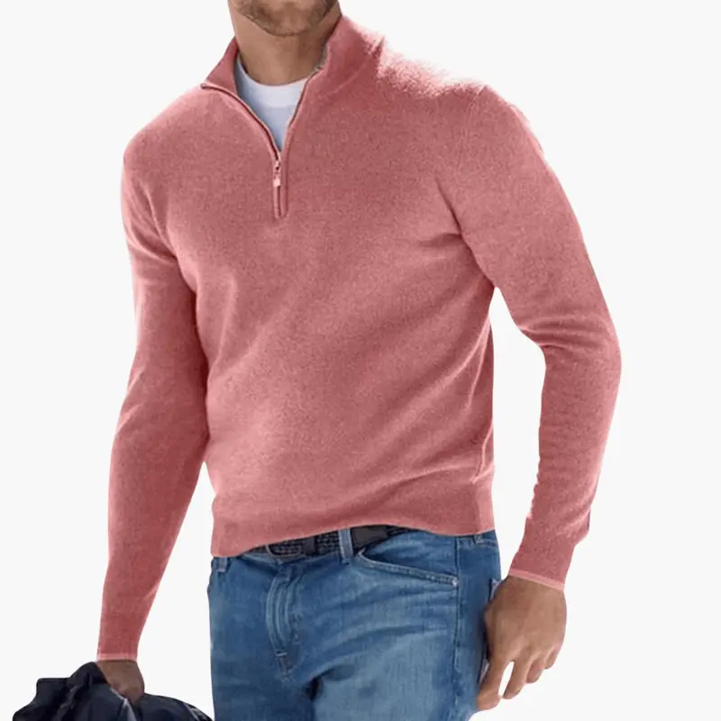 Herren-Zip-Neck-Strickpullover – strukturiert 2