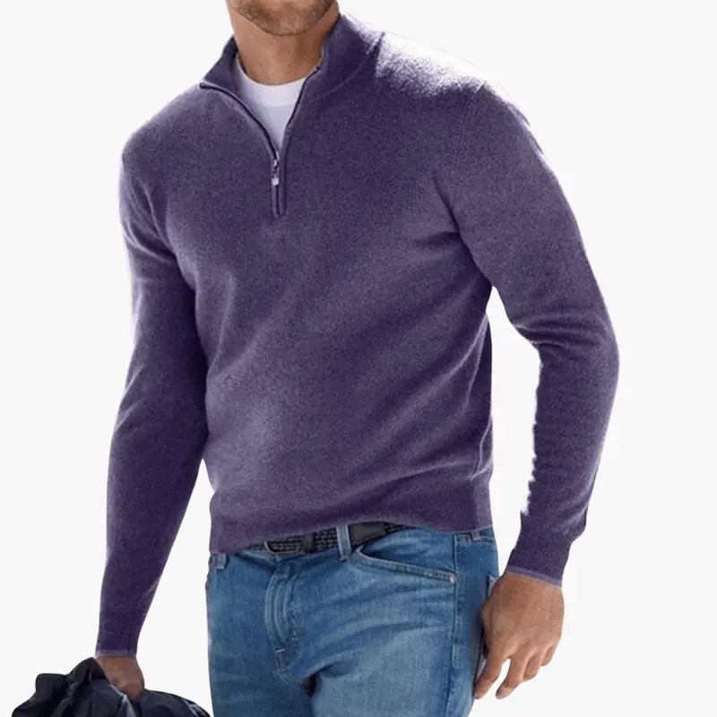 Herren-Zip-Neck-Strickpullover – strukturiert