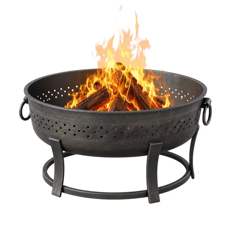 Holzfeuerstelle mit 91 cm Durchmesser und rundem Eisenrahmen