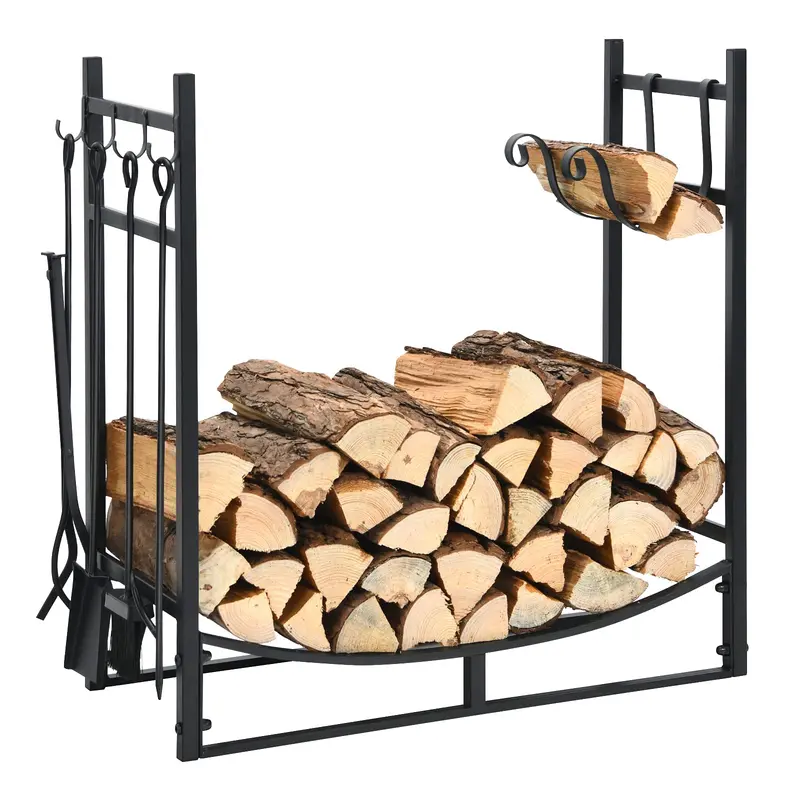 Holzstapelgestell mit Werkzeugset, 91 cm / 76 cm, Kaminholzhalter