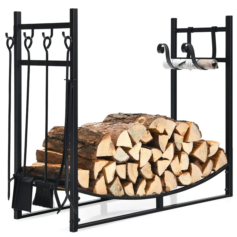 Holzstapelgestell mit Werkzeugset, 91 cm / 76 cm, Kaminholzhalter