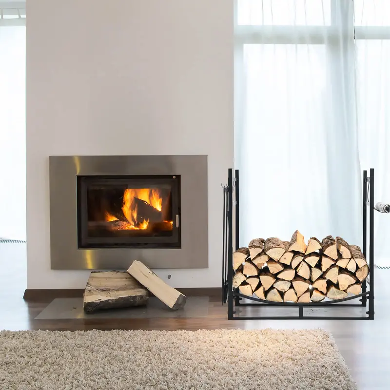 Holzstapelgestell mit Werkzeugset, 91 cm / 76 cm, Kaminholzhalter
