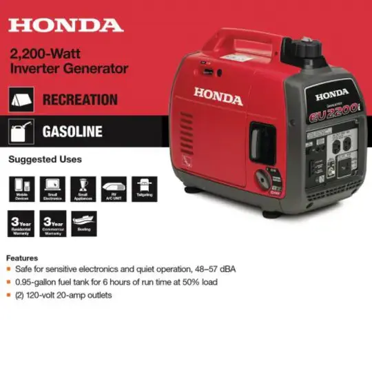 Honda EU2200i tragbarer Wechselrichtergenerator mit 2200 Watt Leistung