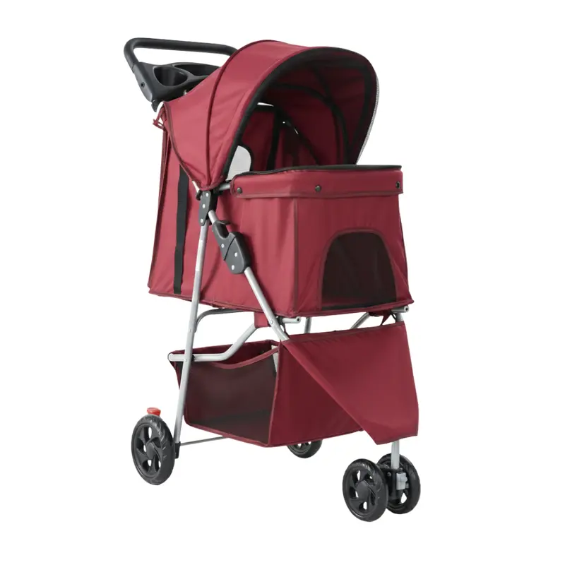 Hund- und Katzen-Kinderwagen mit klappbarem Gestell, Sonnendach und Aufbewahrungsnetz