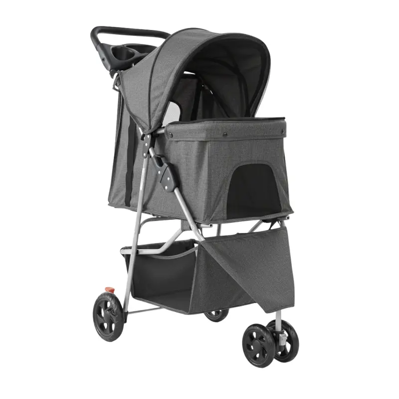 Hund- und Katzen-Kinderwagen mit klappbarem Gestell, Sonnendach und Aufbewahrungsnetz