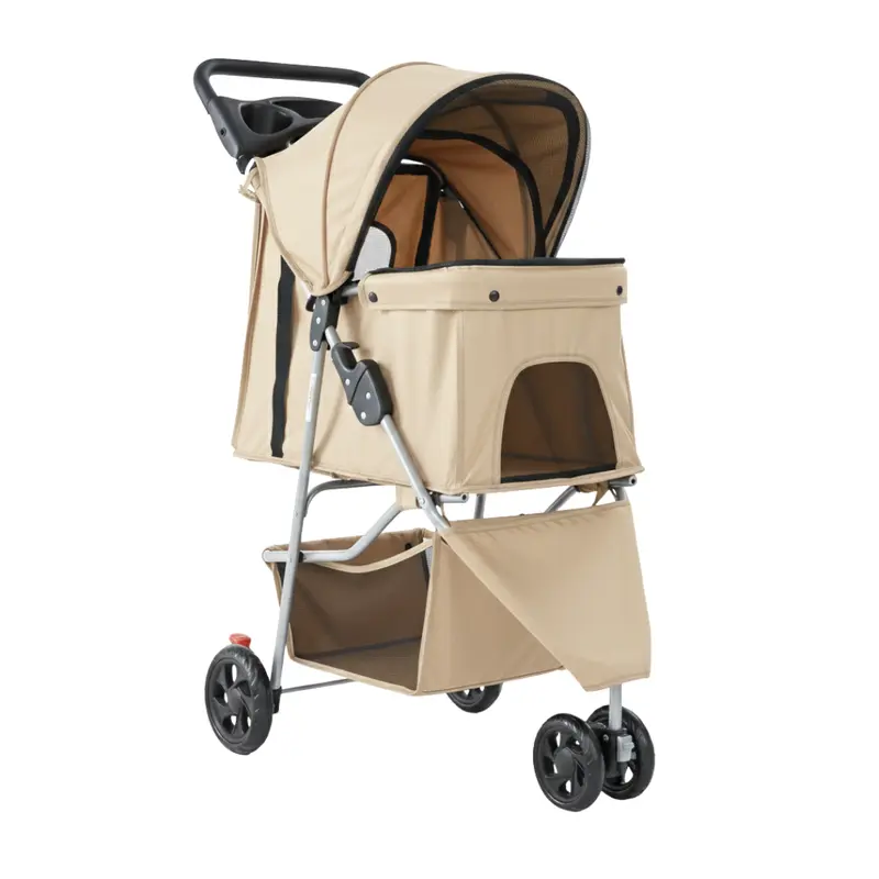 Hund- und Katzen-Kinderwagen mit klappbarem Gestell, Sonnendach und Aufbewahrungsnetz