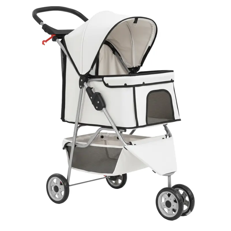 Hund- und Katzenkinderwagen mit Netzpaneelen, Aufbewahrungsbox und Getränkehalter