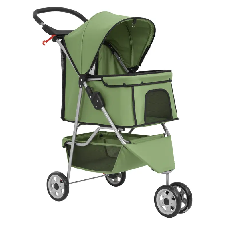 Hund- und Katzenkinderwagen mit Netzpaneelen, Aufbewahrungsbox und Getränkehalter 2