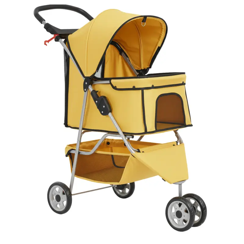 Hund- und Katzenkinderwagen mit Netzpaneelen, Aufbewahrungsbox und Getränkehalter