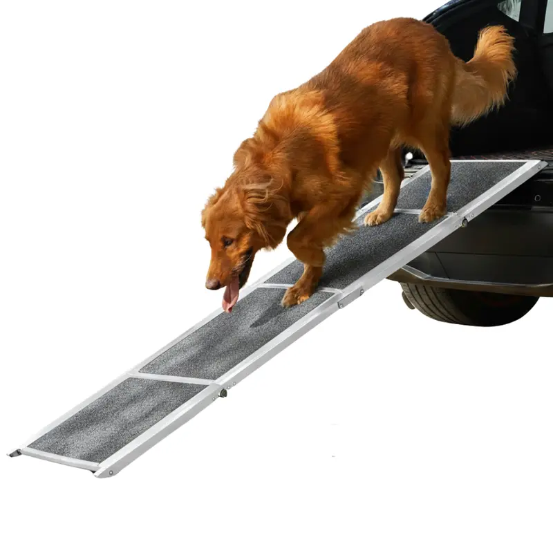 Hundefahrzeugrampe, 180 cm, klappbar, aus Aluminium mit rutschfestem Teppichbelag