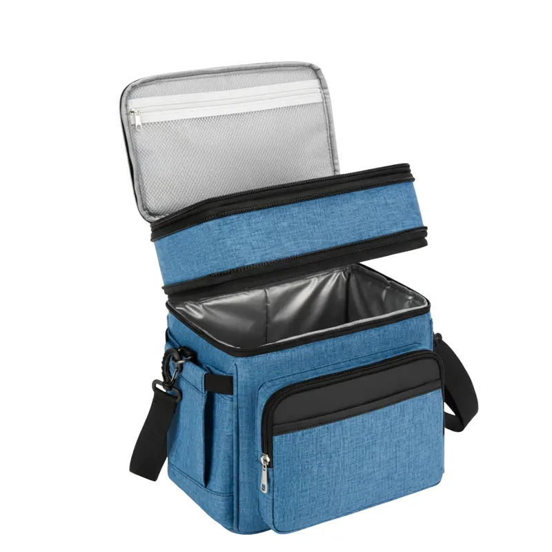 Isolierte Lunchtasche mit zweilagigem Aufbau und erweiterbarem Fassungsvermögen von 15 l und 22 l