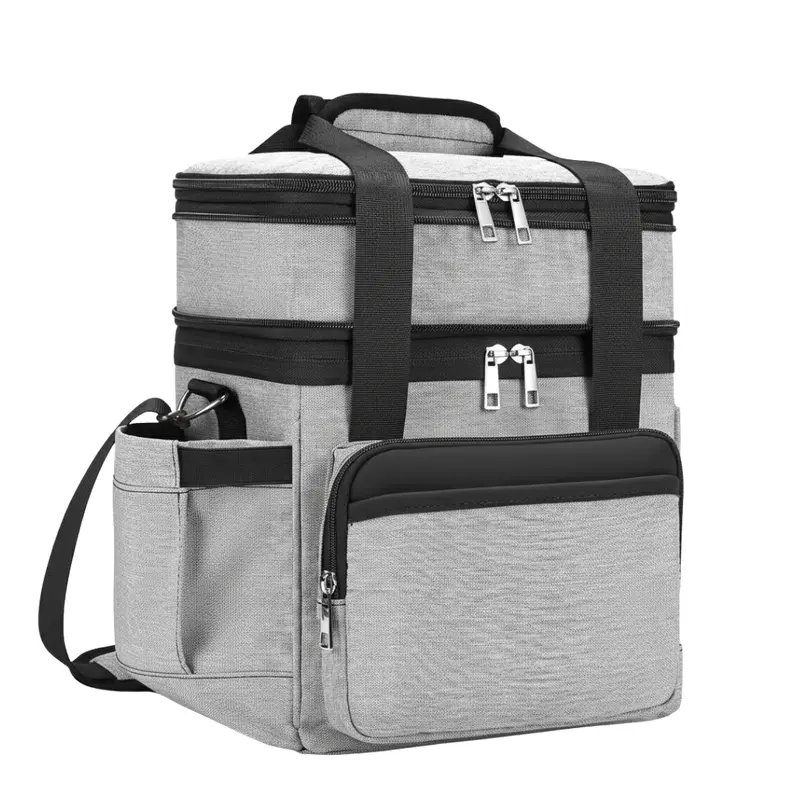 Isolierte Lunchtasche mit zweilagigem Aufbau und erweiterbarem Fassungsvermögen von 15 l und 22 l