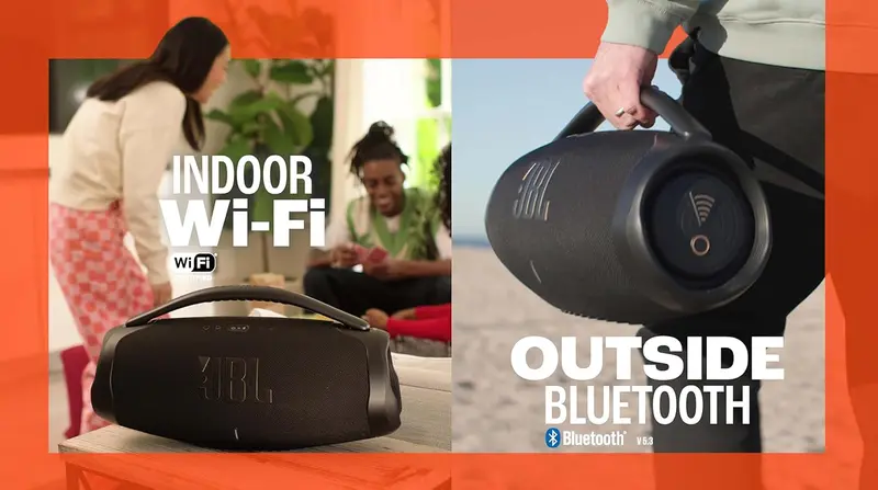 JBL Boombox 3 Wifi – Kabelloser Lautsprecher mit Bluetooth und WLAN – Kompatibel mit der JBL One App – Bis zu 24 Stunden Wiedergabezeit – Wasserdicht und staubgeschützt (IP67) – Integrierte Powerbank – Schwarz 2