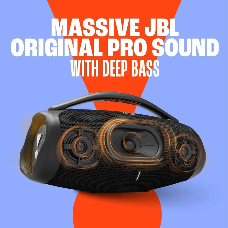 JBL Boombox 3 Wifi – Kabelloser Lautsprecher mit Bluetooth und WLAN – Kompatibel mit der JBL One App – Bis zu 24 Stunden Wiedergabezeit – Wasserdicht und staubgeschützt (IP67) – Integrierte Powerbank – Schwarz