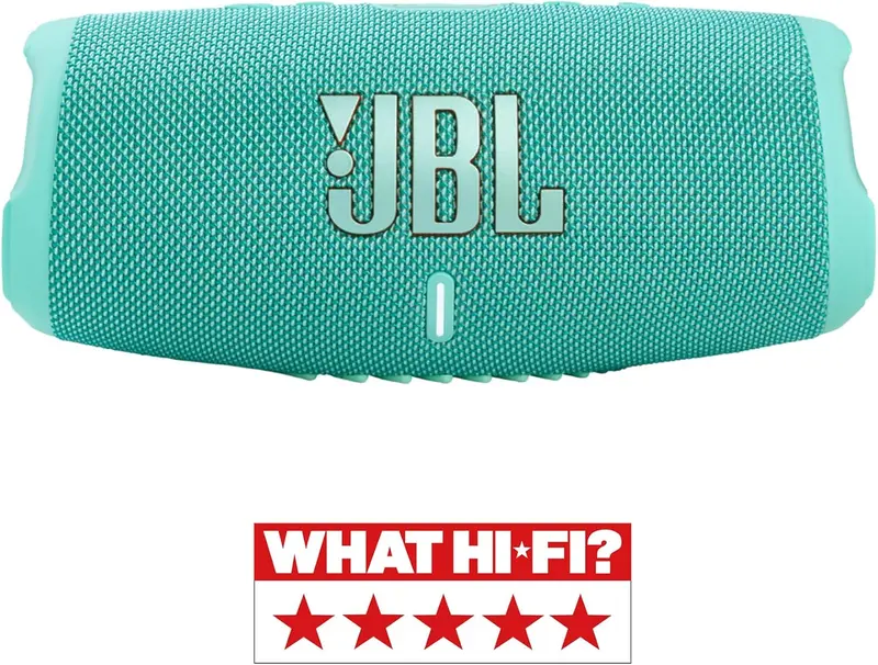 JBL Charge 5 Bluetooth-Lautsprecher in Schwarz – Wasserdichter, tragbarer Boombox-Lautsprecher mit integrierter Powerbank – Eine Akkuladung für bis zu 20 Stunden kabellosen Musikgenuss