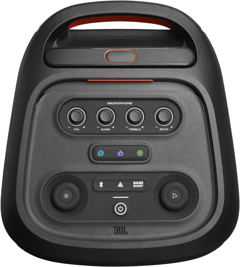 JBL Partybox Stage 120 in Schwarz – Tragbare Bluetooth-Lautsprecher-Box mit JBL Pro Sound, Lichtshow, KI-Sound-Boost und Teleskopgriff – 12 Stunden Akkulaufzeit