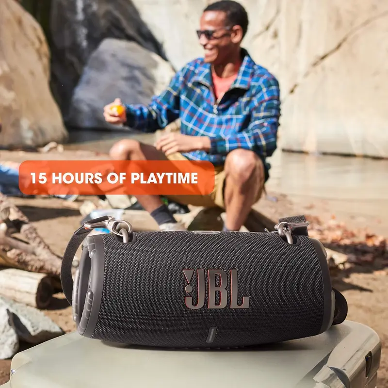 JBL Xtreme 3 Bluetooth-Lautsprecher – Schwarz – Wasserdichter, tragbarer Stereo-Bluetooth-Lautsprecher mit integrierter Powerbank – Bis zu 15 Stunden Musikgenuss mit einer Akkuladung