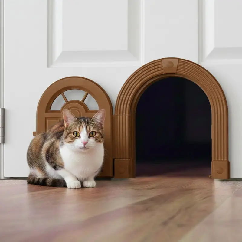 Katzen-Durchgangstür für Innenräume mit verschließbarer, klappenloser Öffnung