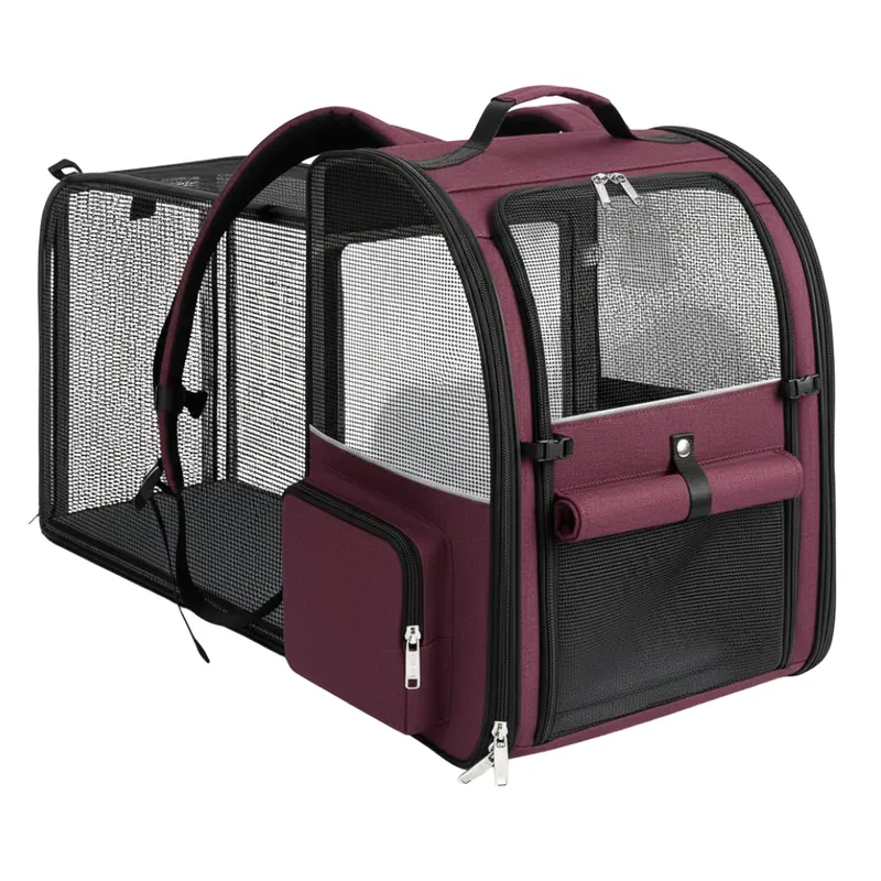 Katzen-Tragetasche als Rucksack mit ausziehbarem Rückenteil und Sonnenschutzdecke