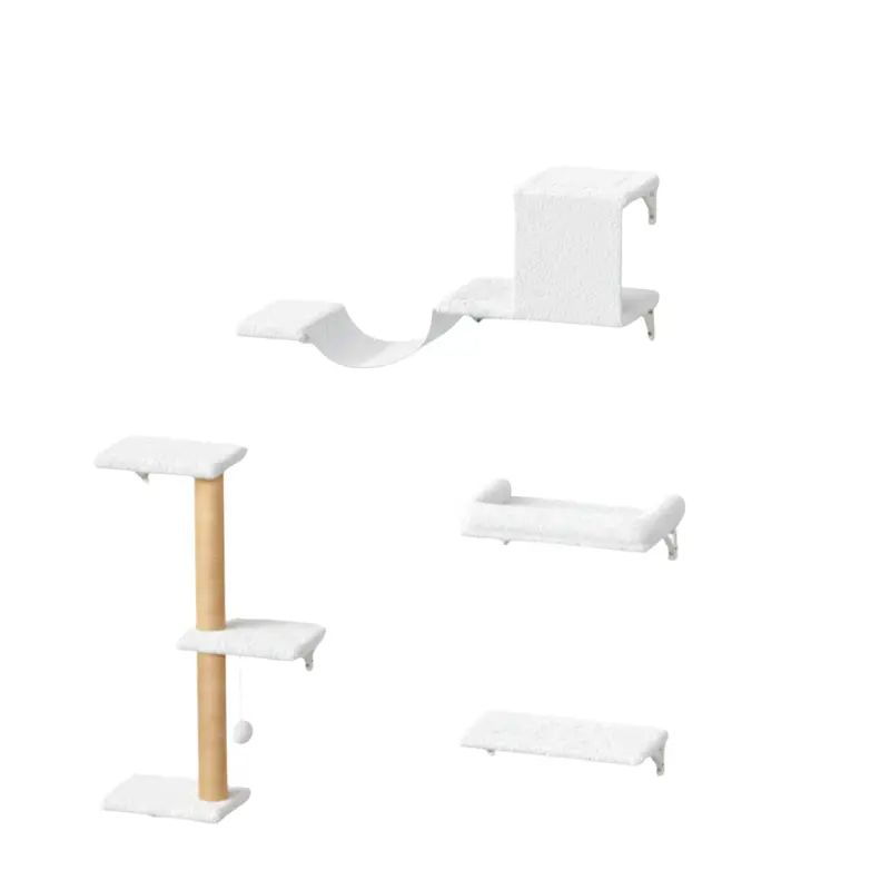Katzen-Wandregale mit Kratzfläche und Liegeplatz – 4-teiliges Kletterset 2