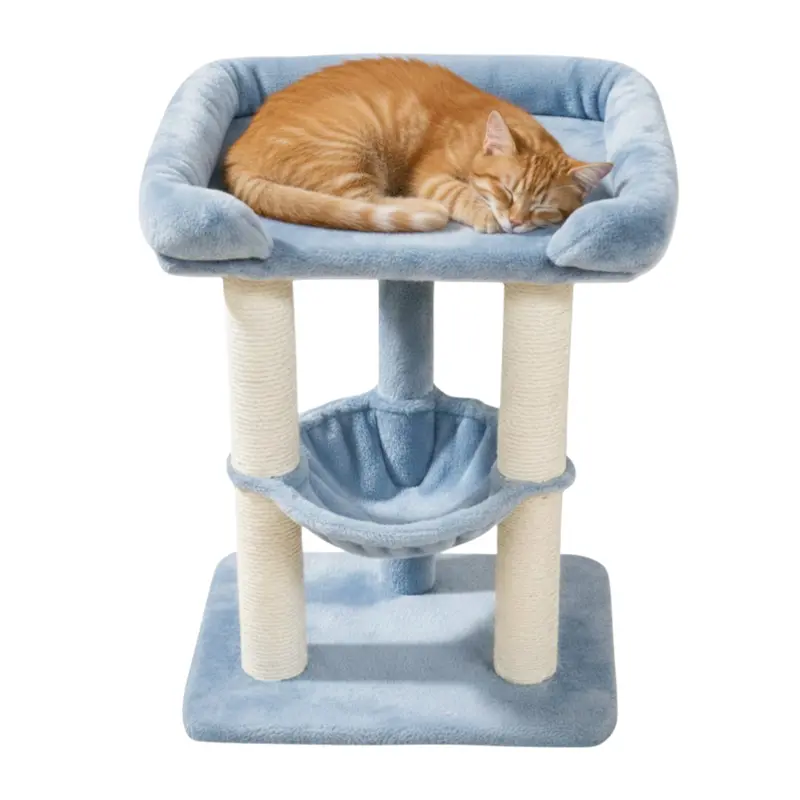 Katzenbaum für den Innenbereich mit Sisal-Kratzsäule, Liegefläche und Hängematte