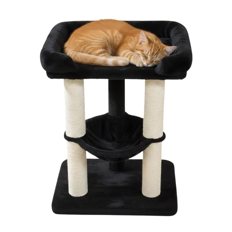 Katzenbaum für den Innenbereich mit Sisal-Kratzsäule, Liegefläche und Hängematte 2