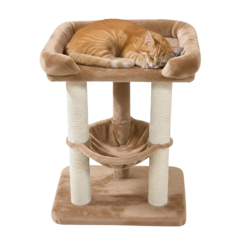 Katzenbaum für den Innenbereich mit Sisal-Kratzsäule, Liegefläche und Hängematte
