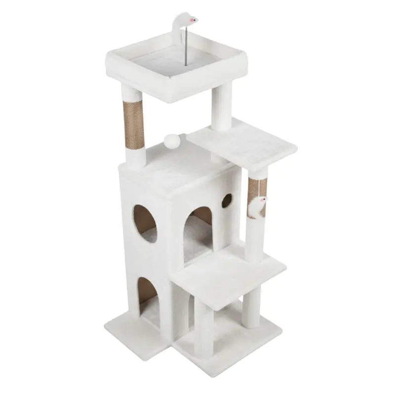 Katzenbaum mit Treppen, Kratzsäulen und Höhlen