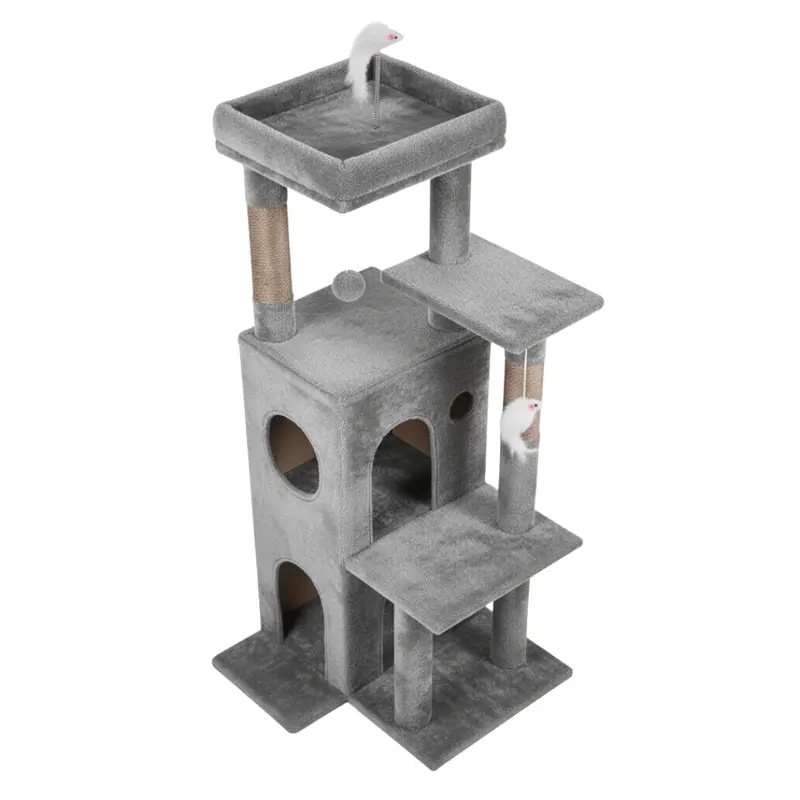 Katzenbaum mit Treppen, Kratzsäulen und Höhlen