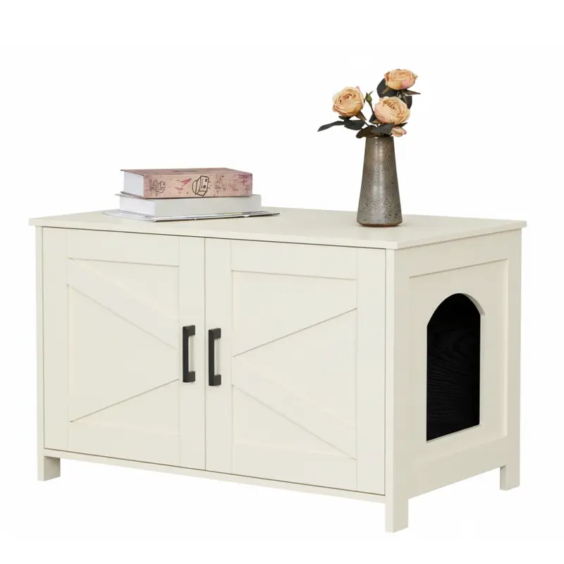 Katzenklo-Schrank mit Scheunentür und Seiteneingang