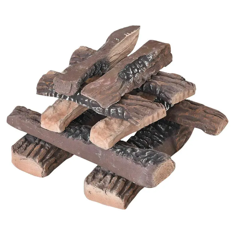 Keramik-Holz-Gaskamin-Log-Set für zugfreie Kamine (9 oder 10 Stück)