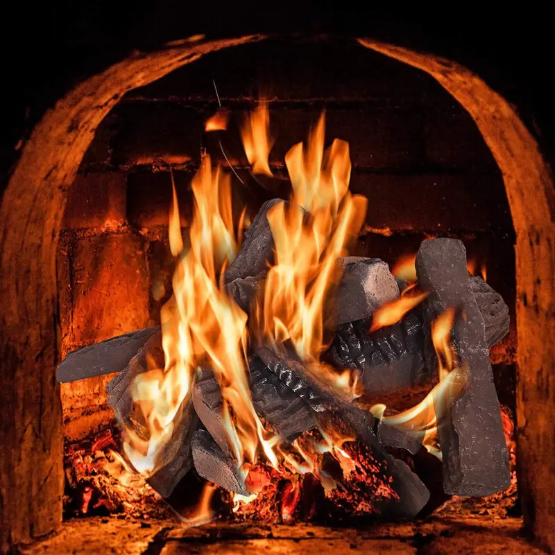 Keramik-Holz-Gaskamin-Log-Set für zugfreie Kamine (9 oder 10 Stück)