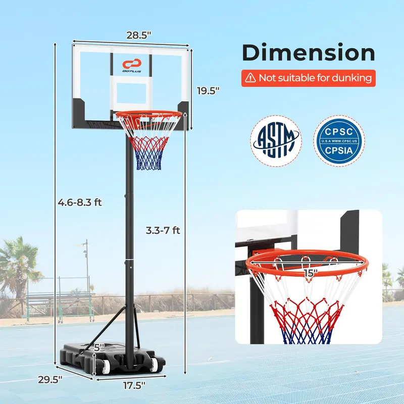Kinder-Mobiles, höhenverstellbares Basketballkorb-System (3,3–7 Fuß)