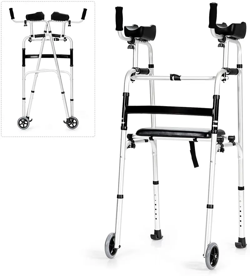 Klappbarer Standard-Gehwagen aus leichtem Aluminiumlegierung, Rehabilitationshilfe für Gehtraining