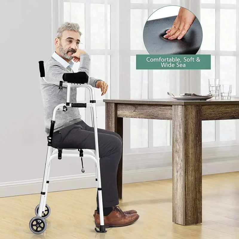 Klappbarer Standard-Gehwagen aus leichtem Aluminiumlegierung, Rehabilitationshilfe für Gehtraining 2