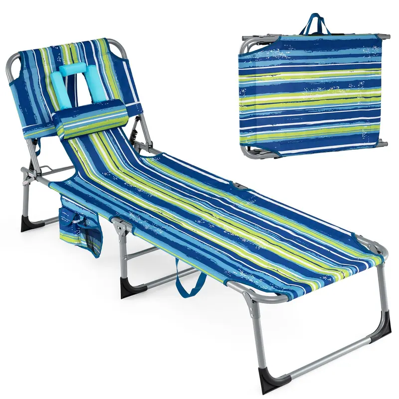 Klappbarer Strandliegestuhl mit 4-Positionen-verstellbarer Rückenlehne